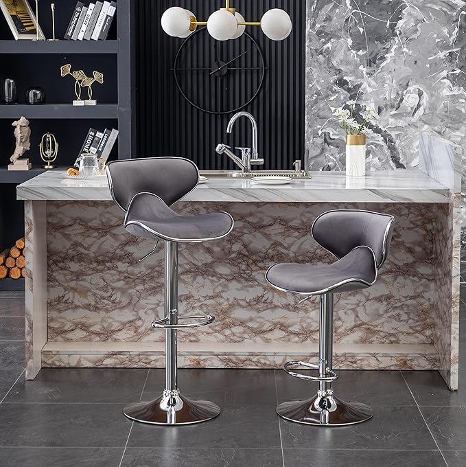 Roundhill Furniture Masaccio Velvet Upholstered Adjustable Swivel Barstool by RoundhillFurniture