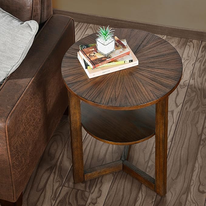 MODERION Round End Table, Rustic Side Table by MODERION-YourHomeSoulMate