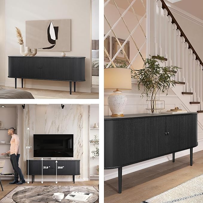 WERMO 71’’ Black Sideboard Cabinet - Image 4