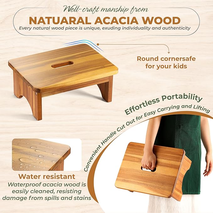 Wooden Step Stool, 6.5'' One Step Stool - Image 2