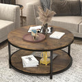 NSdirect 36 inches Round Coffee Table, Rustic Wooden Surface Top & Sturdy Metal by NSdirect