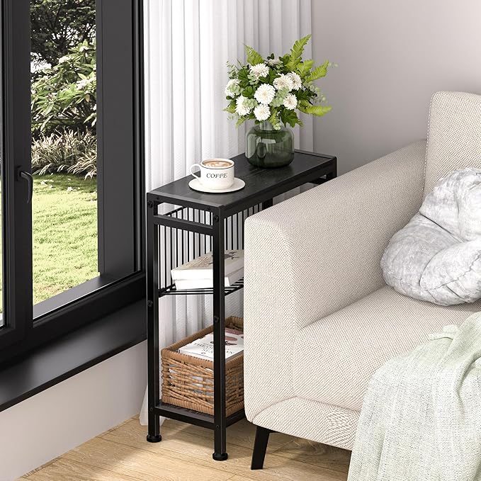End Table Set of 2 for Small Space, 3-Tier Narrow Side Table - Image 2