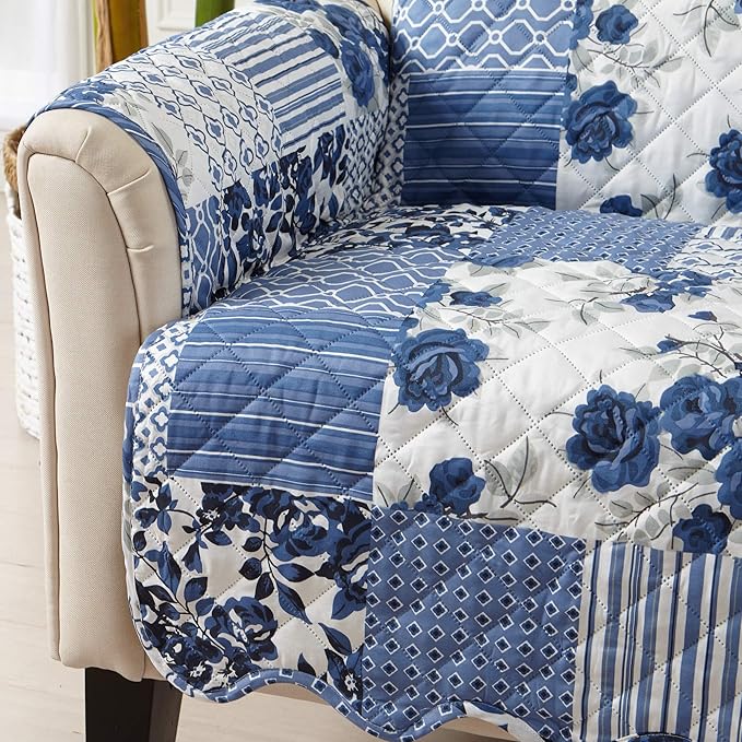 Great Bay Home Patchwork Scalloped Printed Furniture Protector Stain Resistant - Image 5