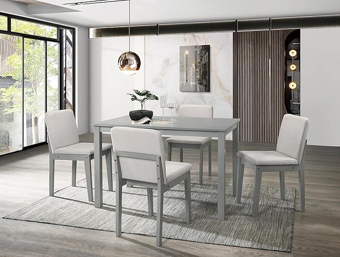 Poundex 5 Piece Dining Set in Gray by One+Perfect+Choice+Furniture+