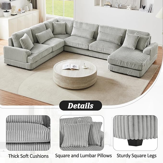129" Oversized U Shaped Modular Sectional Sofa Couch - Image 7