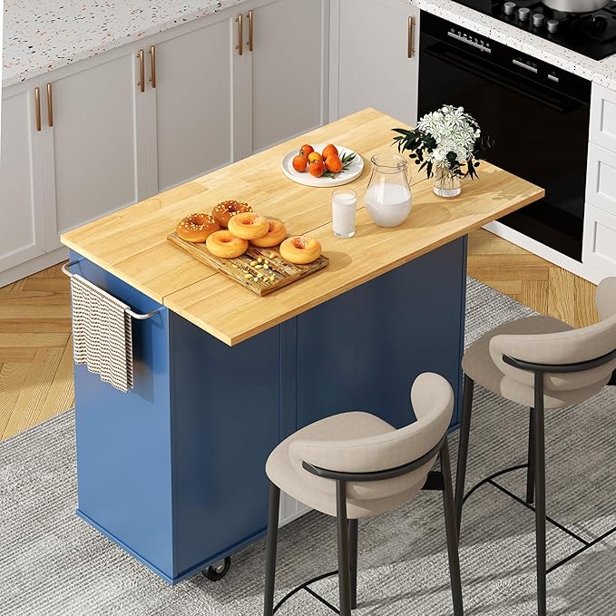 Shintenchi Kitchen Island with Folding Drop Leaf, Rolling Island Table with by Shintenchi