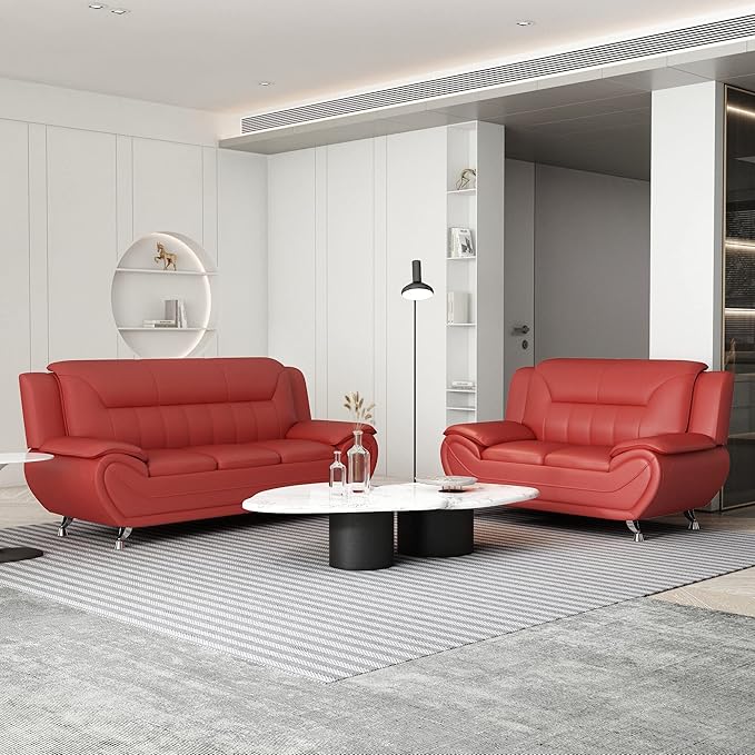 Container Furniture Direct Michael Modern Faux Leather Upholstered Stainless - Image 14