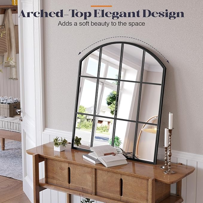 Wide Window Pane Mirror, Large Grid Wall Mirrors - Image 6