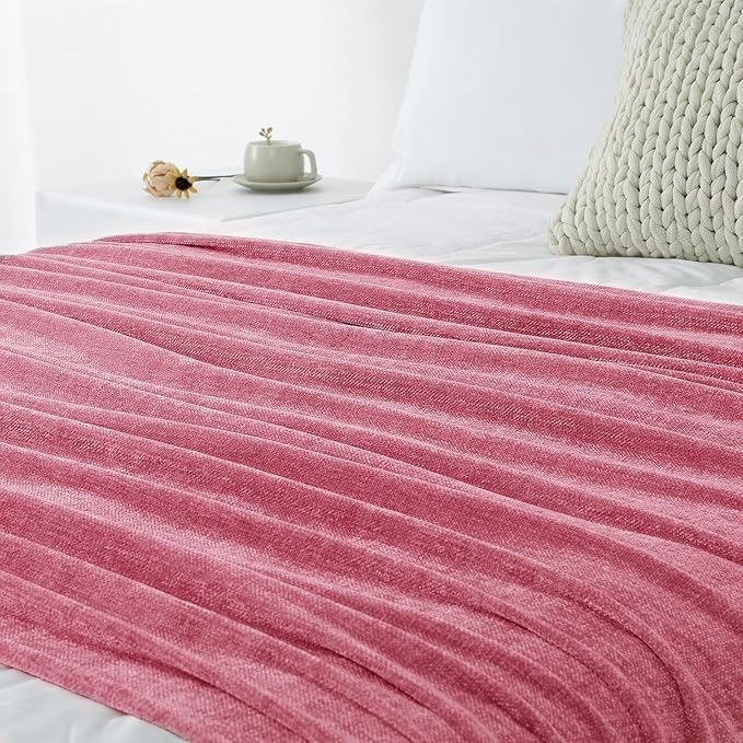 Chenille Throw Blanket for Couch 60"X 80" Twin, Soft Cozy Throws - Image 9
