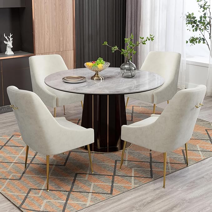 Modern Velvet Dining Chairs Set of 2, Contemporary Upholstered Furniture - Image 4