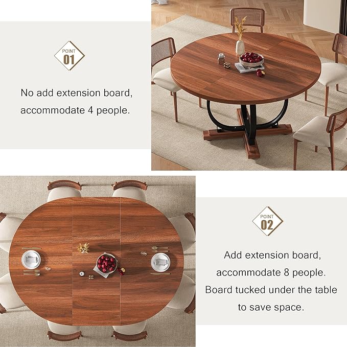 59" Round Extendable Dining Table - Image 6