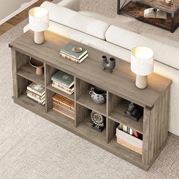 GarveeHome 8 Cube Storage Organizer Bookshelf, Farmhouse Horizontal Bookcase - Image 4
