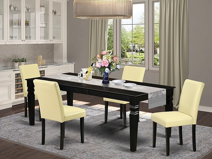 East West Furniture LGAB5-BLK-73 5 Piece Dining Set Includes a Rectangle Dining - Image 2