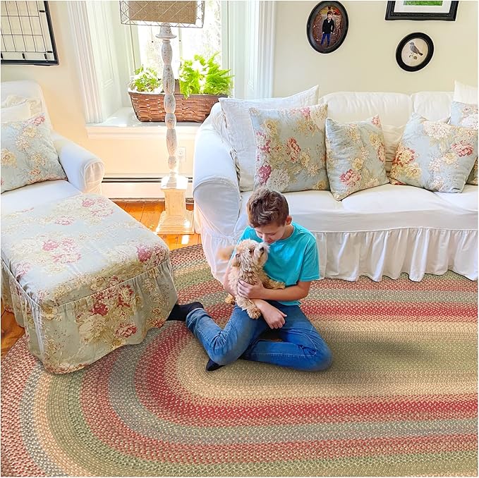 Homespice Azalea Multicolor Oval Braided Rug, 6x9' by Homespice