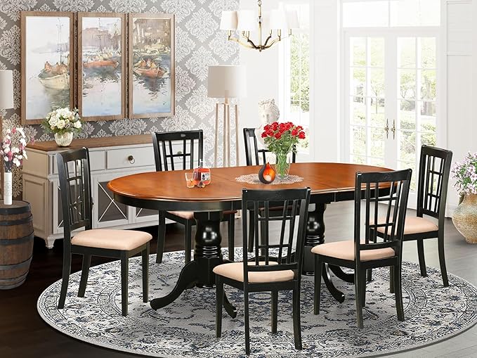 East West Furniture PLNI7-BCH-C 7 Piece Dining Room Furniture Set Consist of an - Image 2