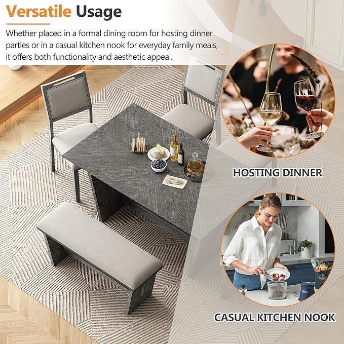 Merax 6-Piece Retro Dining Set, 1 Rectangular Table - Image 6