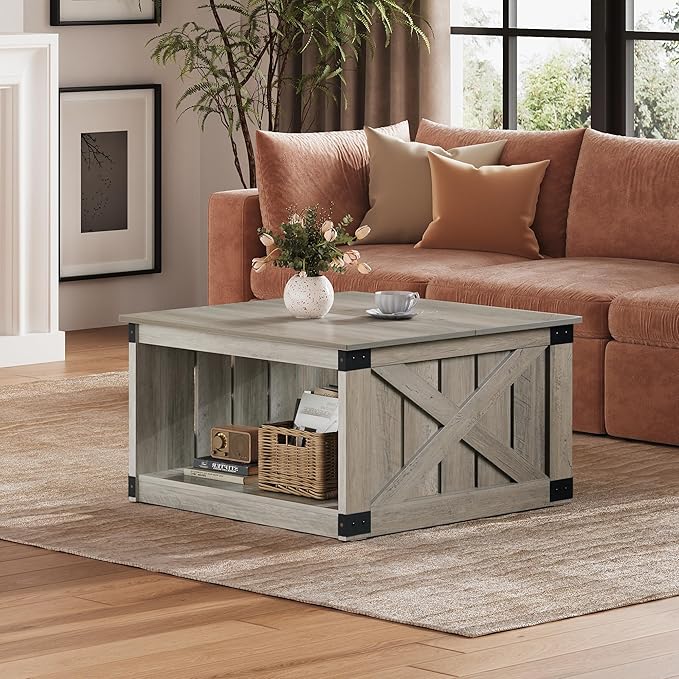 WLIVE Coffee Table, Farmhouse Coffee Table - Image 7
