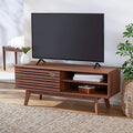 SAFAVIEH Aurelio TV Stand for up to 55" Flatscreen – Walnut Brown, 1 Sliding by SAFAVIEH