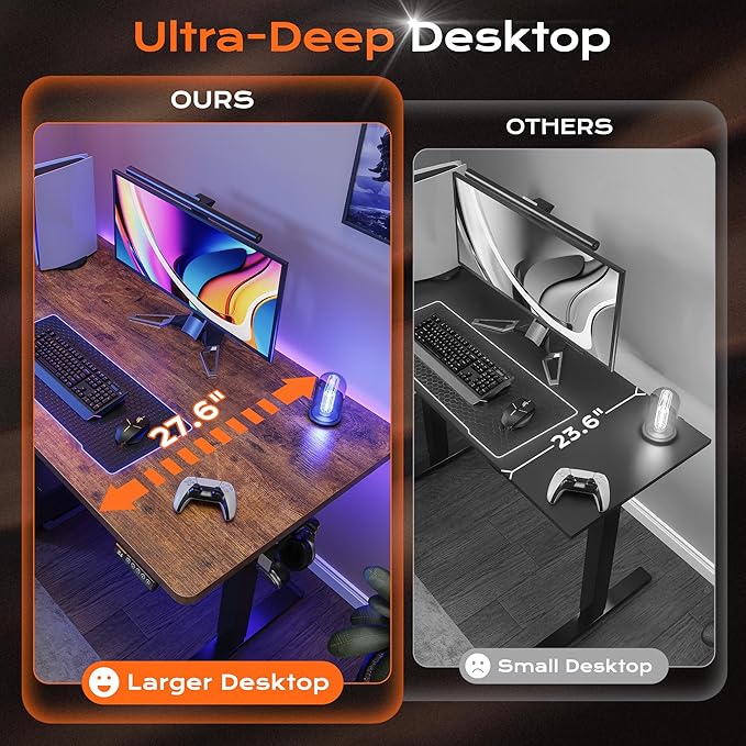 Huuger 48 x 28 Large Electric Standing Desk, Height Adjustable Desk, 27.6" Deep - Image 4