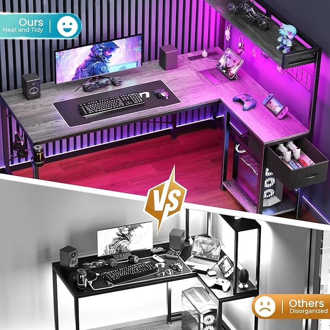 PRAISUN L Shaped Gaming Desk - Image 6