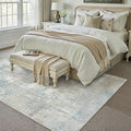 6x9 Washable Area Rug Blue Cream Modern Neutral Abstract Living Room Bedroom by WondRg