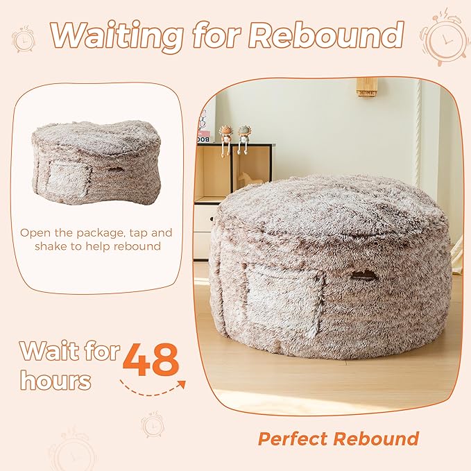 MAXYOYO Kids Bean Bag Chair, Stuffed Faux Fur Bean Bag - Image 7