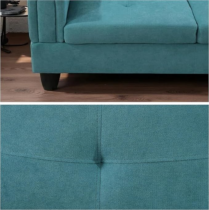L-Shaped Sectional Sofa with Ottoman, Right-Facing Modern Microfiber Couch - Image 5