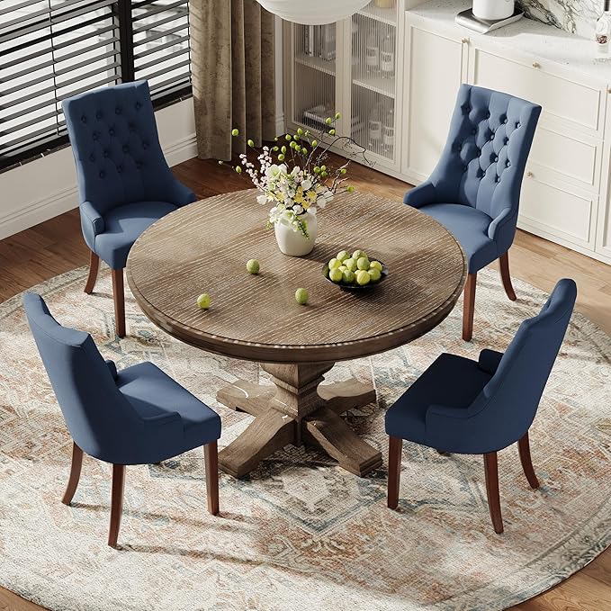 COLAMY Wingback Upholstered Dining Chairs Set of 4, Fabric Dining Room Chairs by COLAMYINC