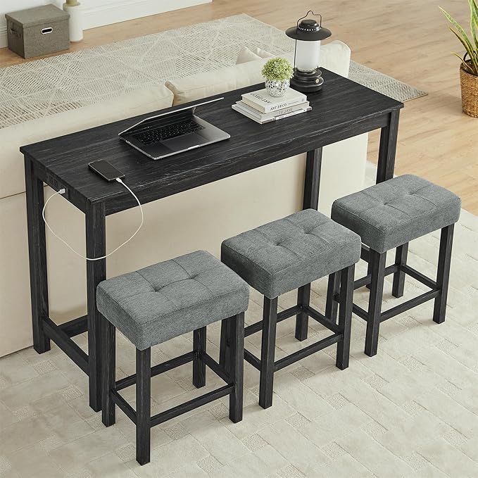 Ball & Cast 4 Piece Kitchen Dining Room Table and Chairs Set, Farmhouse Wooden by BallCast