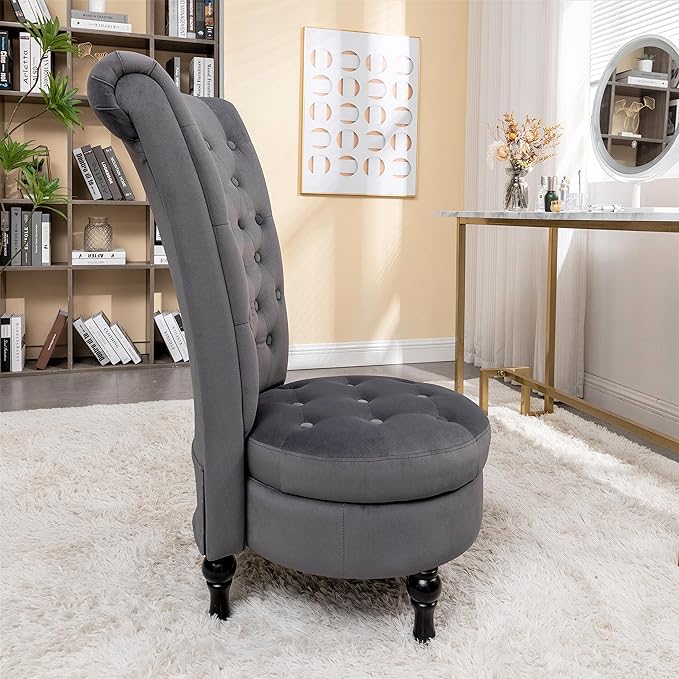Container Furniture Direct Royal High-Back Velvet Accent Chair - Image 8