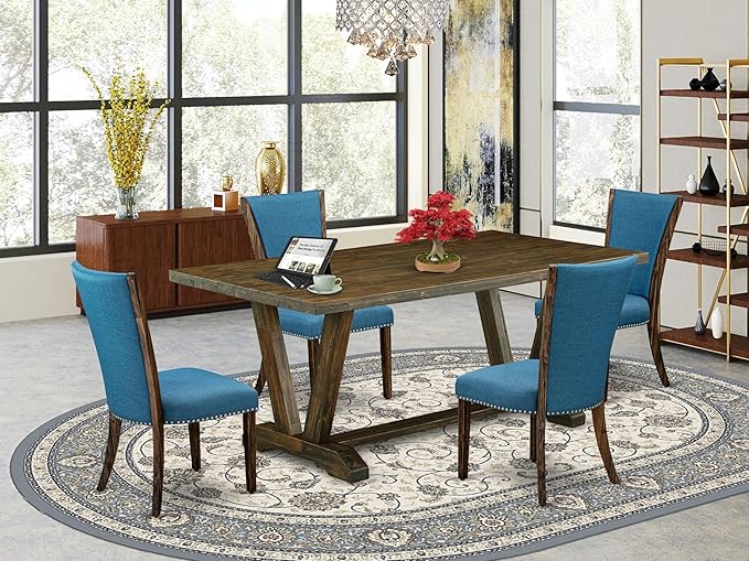East West Furniture V777VE721-5 5 Piece Dining Set Includes a Rectangle Dining - Image 2