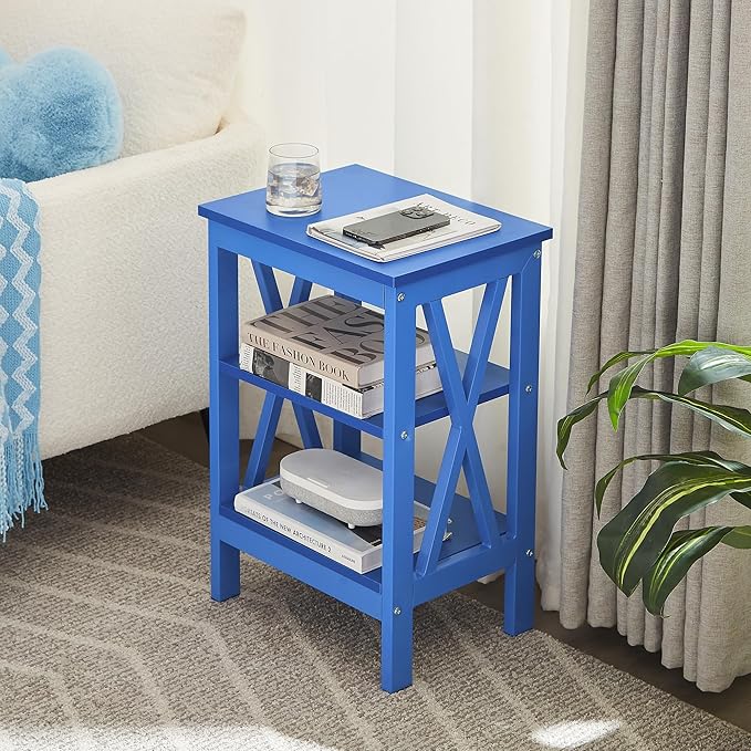 VECELO End Table, Bedside Table, X-Design Reinforced Nightstands, Side Table - Image 7