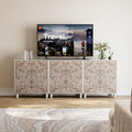 COSIEST Set of 3 32" Accent Storage Cabinets, Vintage Lotus Pattern Sideboards by COSIEST