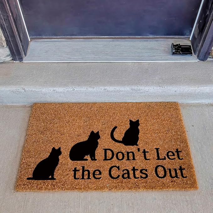 Funny Coir Doormat Don't Let The Cats Out Front Door Mat Entryway Outdoor Mats - Image 3