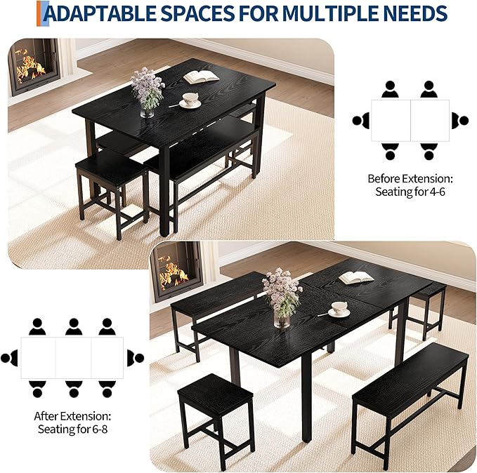 Garvee 5 PCs Extendable Dining Table Set - Image 7