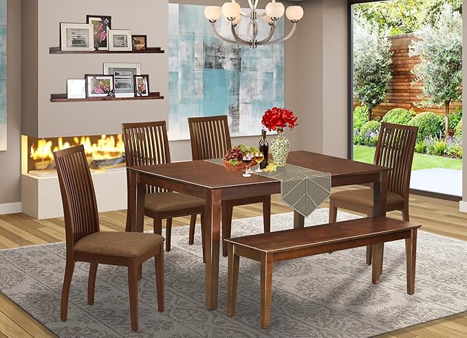East West Furniture CAIP6-MAH-C 6 Piece Modern Dining Table Set Contains a - Image 2