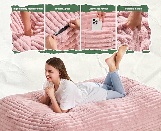 Hobestluk 5FT Bean Bag Chairs Adult Bean Bag - Image 5
