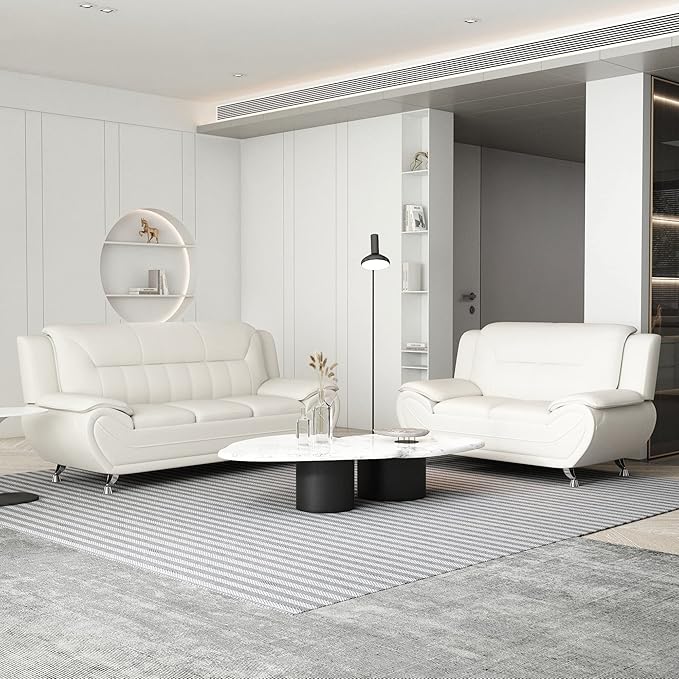 Container Furniture Direct Michael Modern Faux Leather Upholstered Stainless - Image 8