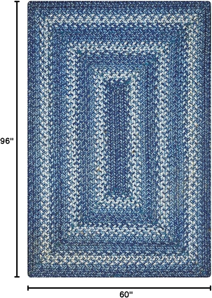Homespice Denim Blue Jute Braided Rug 5x8' - Image 2