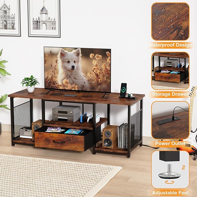 TV Stand with Drawers and Power Outlet - Image 3