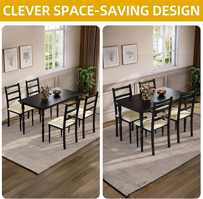DWVO 5-Piece Dining Table Set for 4, Kitchen Dining Room Table - Image 4