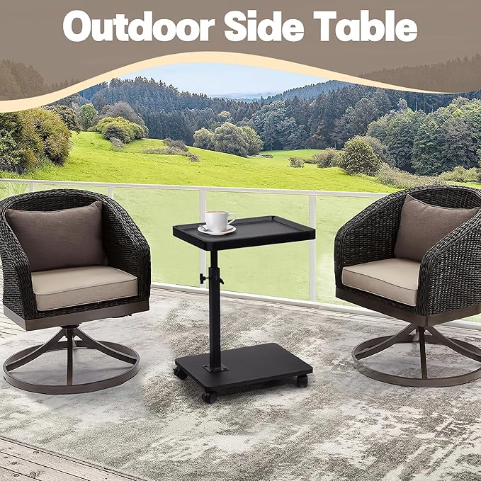 Aoligrace C Shaped End Table Adjustable Height, 360° Swivel Side Table - Image 5
