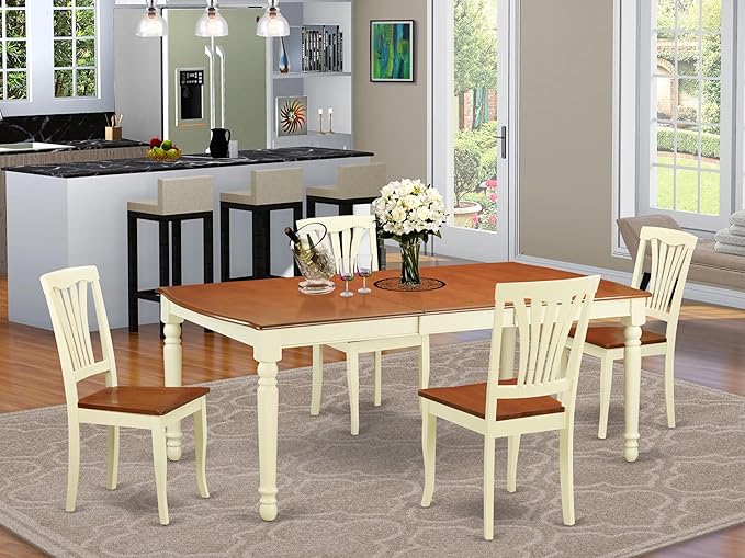 East West Furniture DOAV5-WHI-W 5 Piece Kitchen Table Set - Image 2
