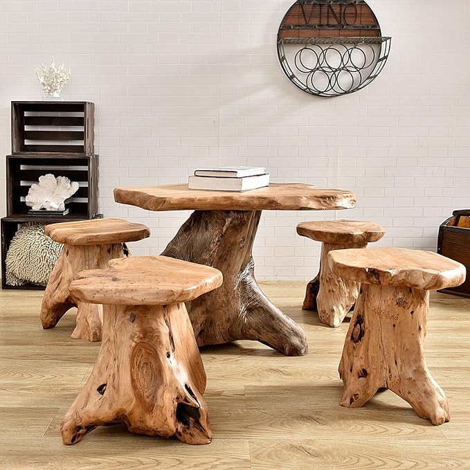 WELLAND Natural Cedar Stump Stool, Live Edge Side Table, Plant Stand, Small - Image 8