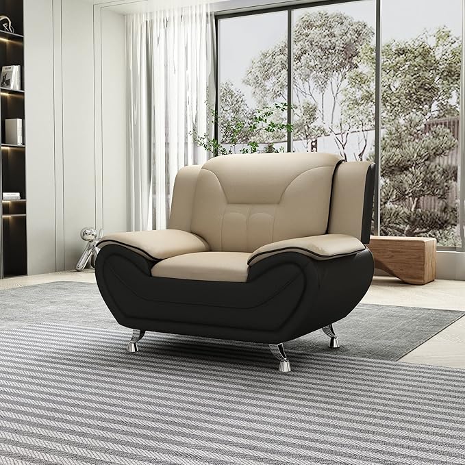 Container Furniture Direct Michael Modern Faux Leather Upholstered Stainless - Image 11