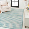 JONATHAN Y Khalil Modern Berber Stripe Turquoise/Cream Indoor Area Rug by JONATHANY
