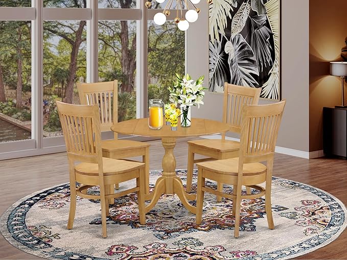 East West Furniture DMVA5-OAK-W 5 Piece Modern Dining Table Set Includes a - Image 2