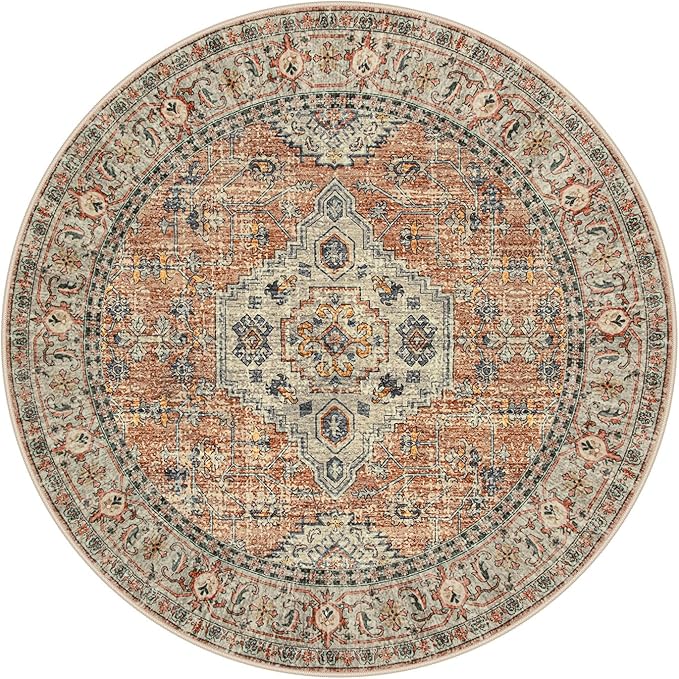 Lahome Oriental Washable Round Rugs, Non-Slip Round Rug 4ft Ultra-Thin - Image 7
