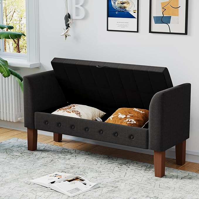 Awonde Storage Bench for Bedroom End of Bed Button Tufted Upholstered Bench - Image 3