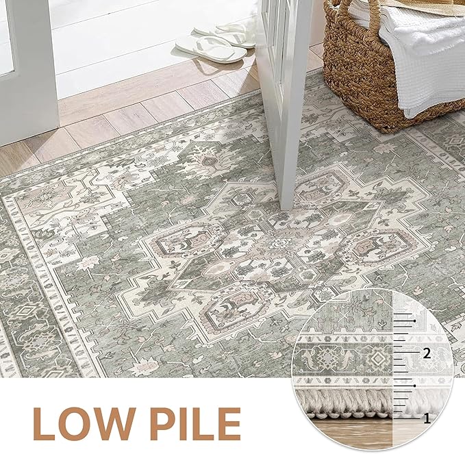 GENIMO 5x8 Area Rugs for Living Room, Machine Washable Low Pile Rugs, Chenille - Image 5
